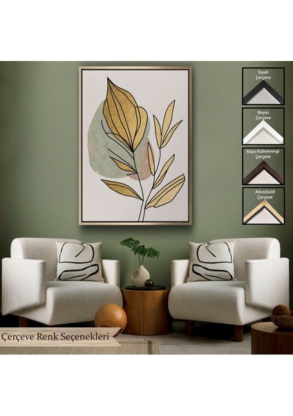 Kahverengi Çerçeveli Soyut Dallar Tablosu