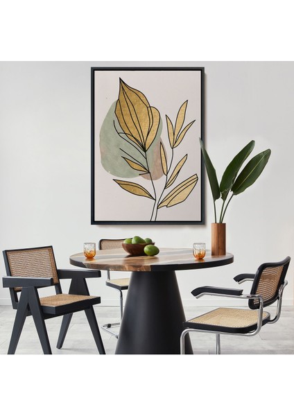 Kahverengi Çerçeveli Soyut Dallar Tablosu