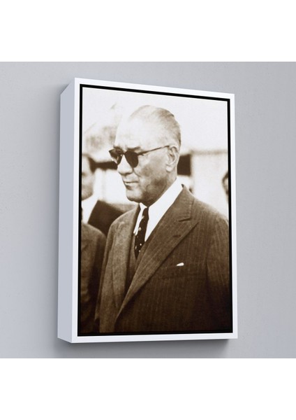 Siyah Çerçeveli Atatürk Portre Tablosu Mustafa Kemal Atatürk Dikdörtgen Dekoratif Kanvas Tablo fiyatları