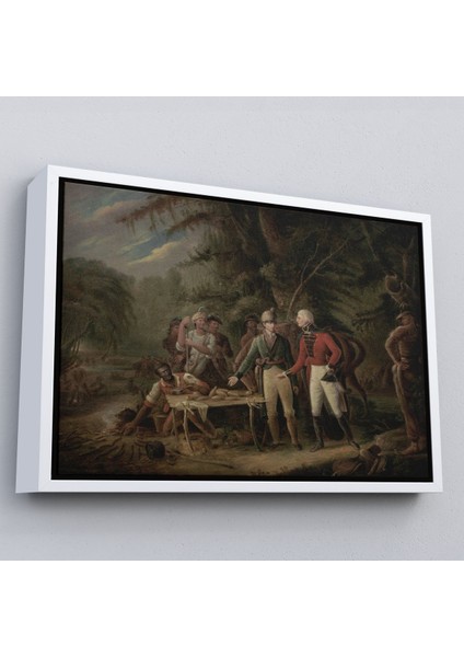 Beyaz Çerçeveli General Francis Marion Bir Ingiliz Subayı Yemeğini Paylaşmaya Davet Eden Tablosu