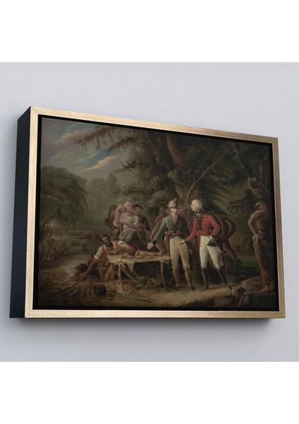 Beyaz Çerçeveli General Francis Marion Bir Ingiliz Subayı Yemeğini Paylaşmaya Davet Eden Tablosu modelleri