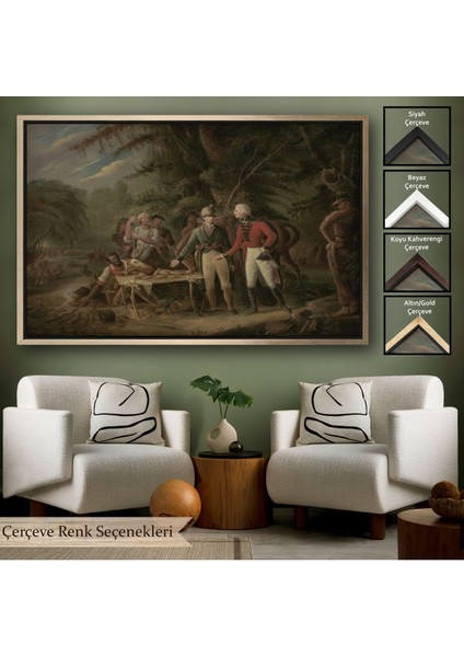 Beyaz Çerçeveli General Francis Marion Bir Ingiliz Subayı Yemeğini Paylaşmaya Davet Eden Tablosu