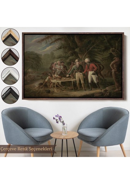 Beyaz Çerçeveli General Francis Marion Bir Ingiliz Subayı Yemeğini Paylaşmaya Davet Eden Tablosu