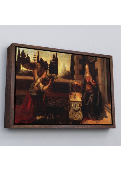 Altın Çerçeveli Leonardo Da Vinci - Duyuru Tablo - Annunciation fırsatları