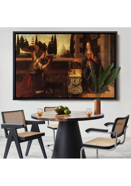 Altın Çerçeveli Leonardo Da Vinci - Duyuru Tablo - Annunciation