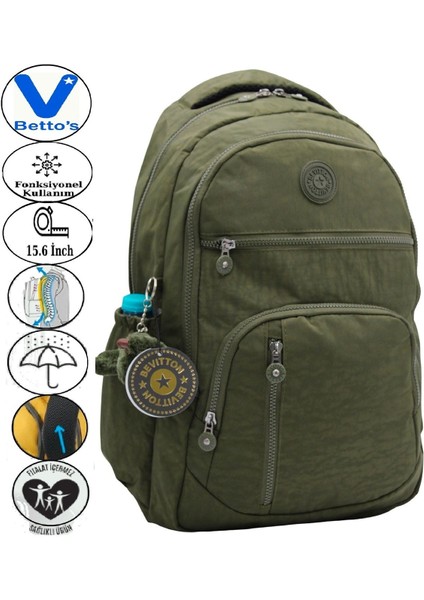 1710 Suya Dayanıklı Okul Sırt Çantası Unisex Günlük Okul Çantası Haki