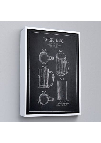Altın Çerçeveli 1951 Tarihli Bira Bardağı Patent Çizimi Dekoratif Kanvas Duvar Tablosu modelleri