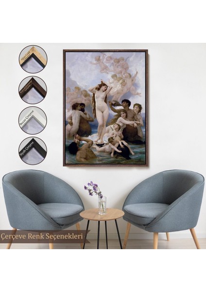 Altın Çerçeveli Venüsün Duğuşu Tablosu - Birth Of Venus William-Adolphe Bouguereau