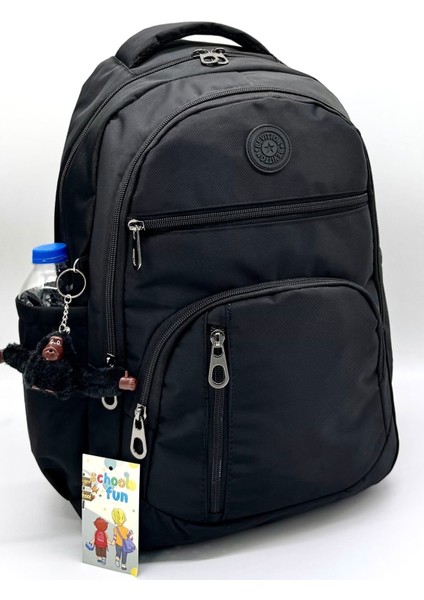 1710 Suya Dayanıklı Okul Sırt Çantası Unisex Günlük Okul Çantası Siyah