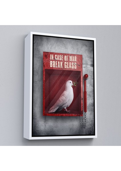 Siyah Çerçeveli Savaş Durumunda Camı Kır Güvercin Kanvas Tablo fiyatları