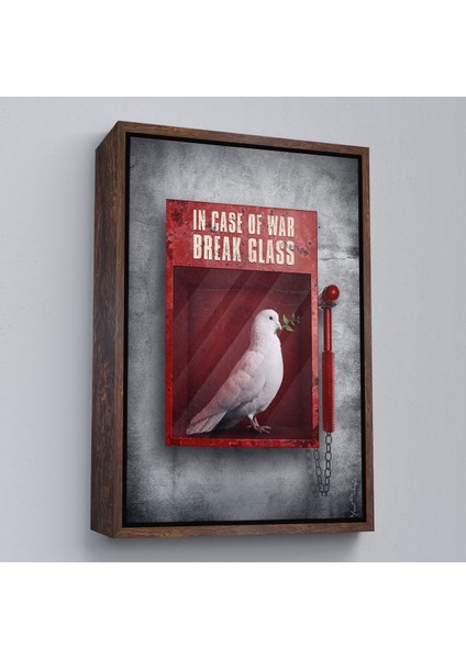 Siyah Çerçeveli Savaş Durumunda Camı Kır Güvercin Kanvas Tablo modelleri