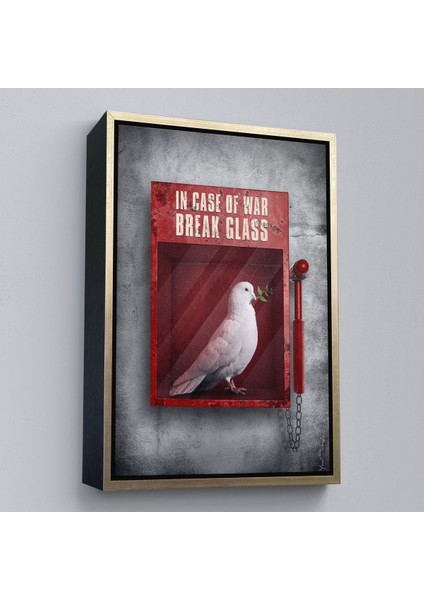 Siyah Çerçeveli Savaş Durumunda Camı Kır Güvercin Kanvas Tablo fırsatları