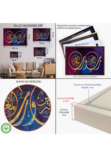 Altın Çerçeveli Iki Doğunun ve Iki Batının Rabbidir, Rahman Suresi 17. Ayet Yazılı Tablo indirimleri