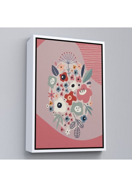 Siyah Çerçeveli Soyut Renkli Çiçekler Tablosu fiyatları