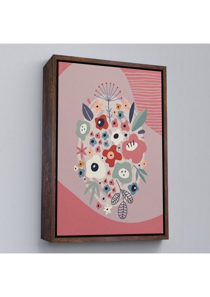 Siyah Çerçeveli Soyut Renkli Çiçekler Tablosu modelleri