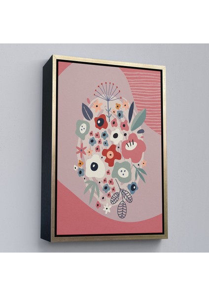 Siyah Çerçeveli Soyut Renkli Çiçekler Tablosu fırsatları