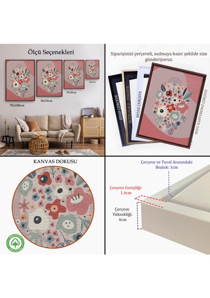 Siyah Çerçeveli Soyut Renkli Çiçekler Tablosu indirimleri