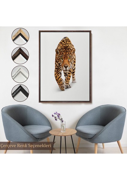Siyah Çerçeveli Vahşi Leopar Tablosu