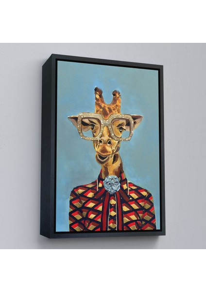 Siyah Çerçeveli Sosyetik Zürafa Dekoratif Duvar Tablosu