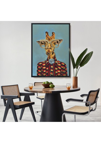 Siyah Çerçeveli Sosyetik Zürafa Dekoratif Duvar Tablosu