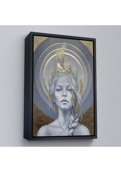 Altın Çerçeveli Altın Detayları Ile Güzel Kadın Duvar Tablosu fiyatları