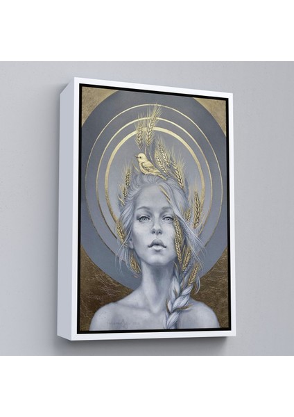 Altın Çerçeveli Altın Detayları Ile Güzel Kadın Duvar Tablosu modelleri