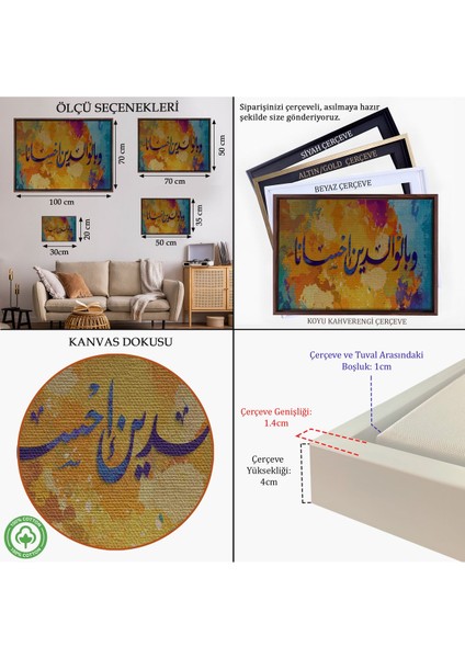 Altın Çerçeveli Insana, Anne Babasına Iyi Davranmasını Emrettik (Lokman Suresi 14.ayet)Kanvas Tablo indirimleri