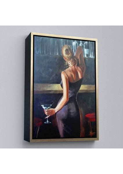 Altın Çerçeveli Sarı Saçlı Kadın Kanvas Tablo