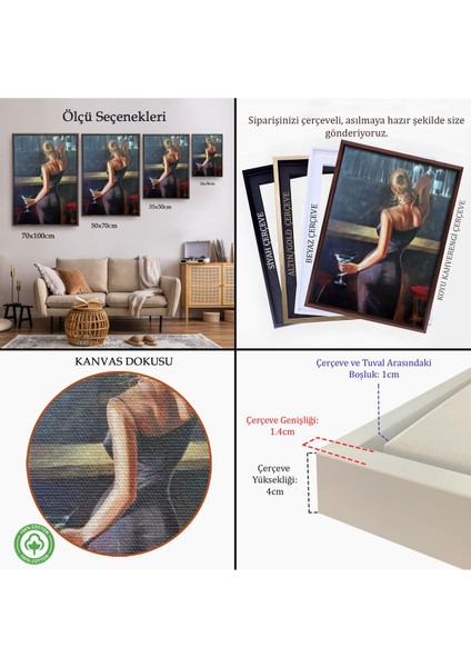 Altın Çerçeveli Sarı Saçlı Kadın Kanvas Tablo indirimleri