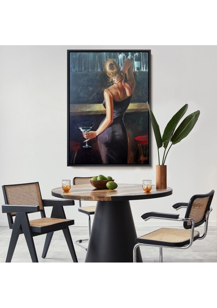 Altın Çerçeveli Sarı Saçlı Kadın Kanvas Tablo