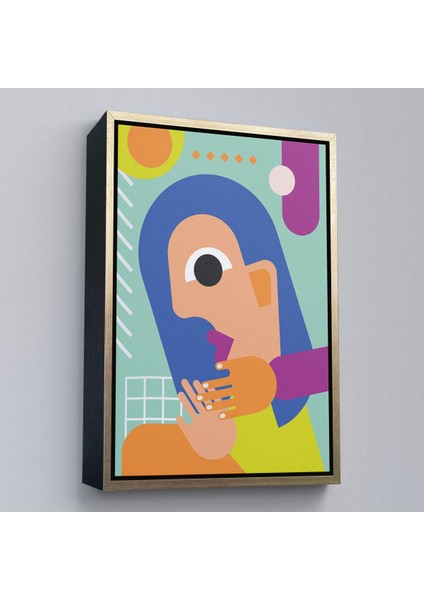 Altın Çerçeveli Ikonik Pop Art Asyalı Kadın Tablosu