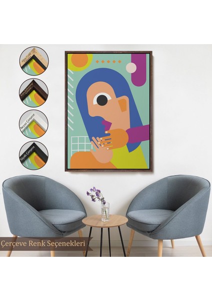 Altın Çerçeveli Ikonik Pop Art Asyalı Kadın Tablosu