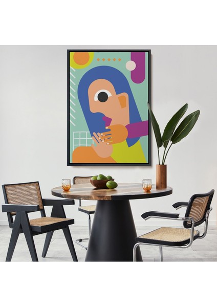 Altın Çerçeveli Ikonik Pop Art Asyalı Kadın Tablosu