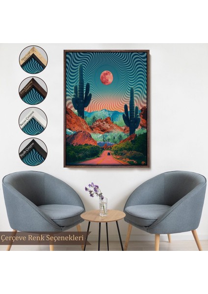 Altın Çerçeveli Amerika Kolarado Yol Manzarası Duvar Tablosu