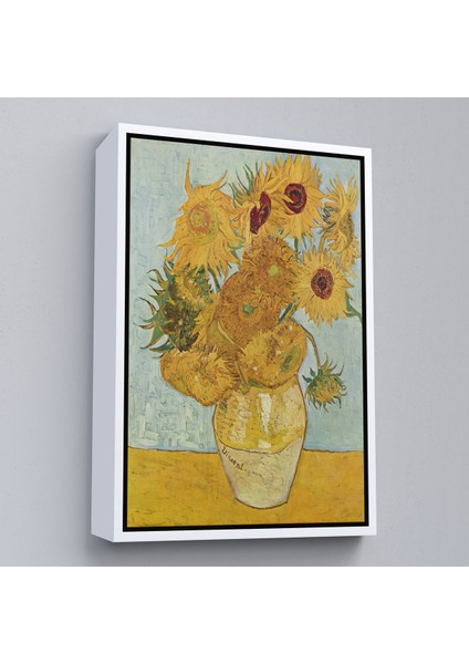 Beyaz Çerçeveli Vincent Van Gogh Ayçiçekleri Isimli Eseri Kanvas Tablo