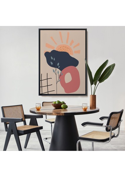 Altın Çerçeveli Soyut Güneş Tablosu