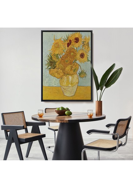 Beyaz Çerçeveli Vincent Van Gogh Ayçiçekleri Isimli Eseri Kanvas Tablo