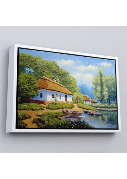 Çerçeveli Ukrayna Köy Evi Manzarası Yağlıboya Görünüm Dekoratif Kanvas Duvar TABLOSU-3663 fırsatları