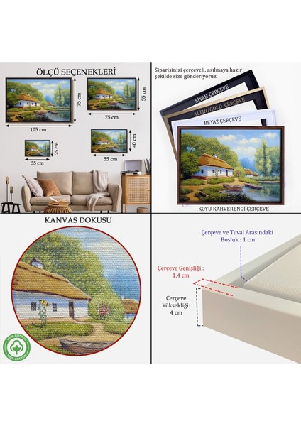 Çerçeveli Ukrayna Köy Evi Manzarası Yağlıboya Görünüm Dekoratif Kanvas Duvar TABLOSU-3663 indirimleri