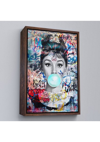Beyaz Çerçeveli Audrey Hepburn Graffiti Pop Art Duvar Tablosu fiyatları