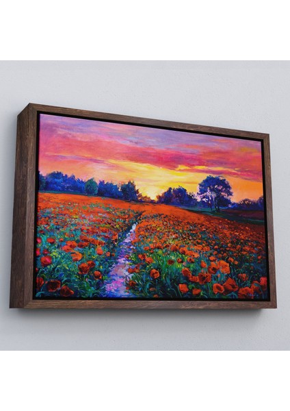 Beyaz Çerçeveli Haşhaş Tarlasının Yağlı Boya Tablosu fiyatları