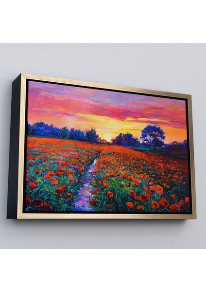 Beyaz Çerçeveli Haşhaş Tarlasının Yağlı Boya Tablosu modelleri