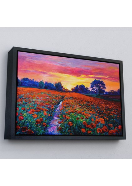 Beyaz Çerçeveli Haşhaş Tarlasının Yağlı Boya Tablosu fırsatları