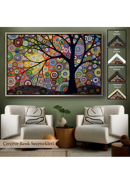Çerçeveli Sürreal Ağaçtaki Renkler Senfonisi TABLOSU-6645