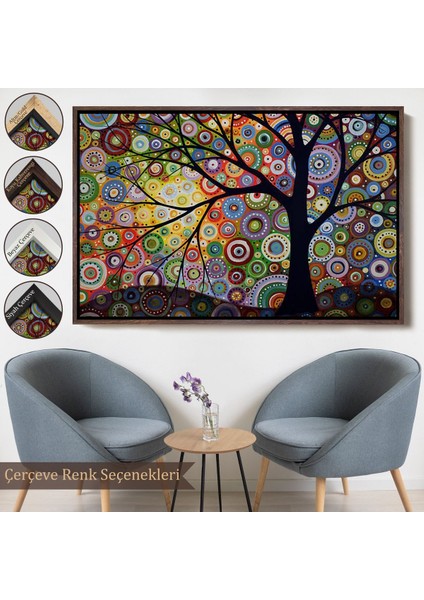 Çerçeveli Sürreal Ağaçtaki Renkler Senfonisi TABLOSU-6645