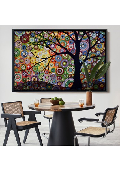 Çerçeveli Sürreal Ağaçtaki Renkler Senfonisi TABLOSU-6645