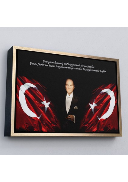Kahverengi Çerçeveli Beni Görmek Demek, Mutlaka Yüzümü Görmek Demek Değilidir Yazılı Atatürk Tablosu fiyatları