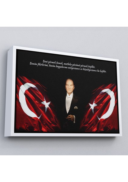 Kahverengi Çerçeveli Beni Görmek Demek, Mutlaka Yüzümü Görmek Demek Değilidir Yazılı Atatürk Tablosu fırsatları