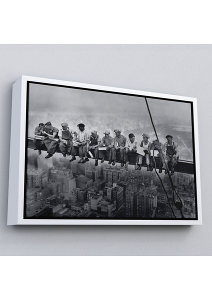 Siyah Çerçeveli Bir Gökdelenin Tepesinde Öğle Yemeği New York Kanvas Tablo fiyatları