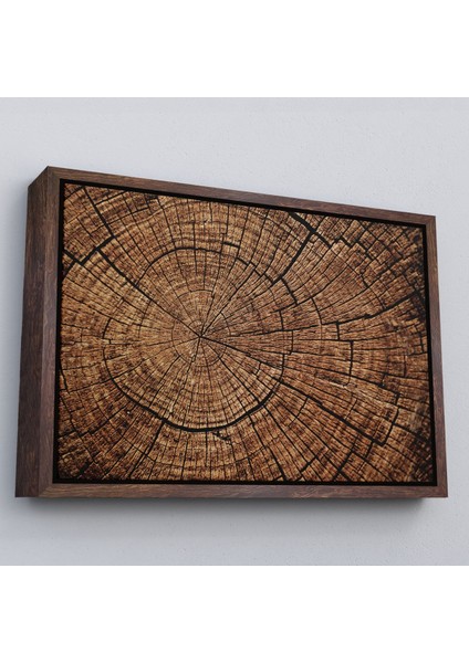 Beyaz Çerçeveli Ağaç Kütük Desenli Kanvas Tablo fiyatları